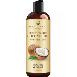 Handcraft 핸드크래프트 블렌드 분획 코코넛 오일 - 8 Fl Oz 100 순수 및 천연 피부 모발용 프리미엄 등급 캐리어 [Coconut - 8 Fl Oz (Pack of 1)] Handcrafted Blend Fractionated Coconut Oil - 8 Fl Oz 100% Pure and Natural Premium Grade Carrier for Skin and Hair [Coconut - 8 Fl Oz (Pack of 1)]