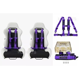 Aniki Dynamics 2X ANIKI PURPLE 4 POINT AIRCRAFT BUCKLE SEAT BELT HARNESS w/ ULTRA SHOULDER PAD