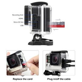 SOONSUN Side Open Skeleton Housing Case with Hollow Backdoor and Lens Cap for GoPro Hero4 Hero3+ Hero 4 3 Silver Black Camera