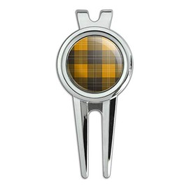 GRAPHICS & MORE Plaid Mustard Yellow Gray Grey Pattern Golf Divot Repair Tool and Ball Marker