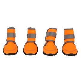 4pcs Dog Boots Soft Rubber Waterproof Pet Dog Paw Protector with Reflective Straps for Outdoor Activities S