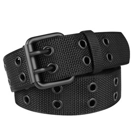 Drizzte Men's Belt Plus Size Studded Belt Disco Fabric Belt Unisex Men and Women Black 100 cm