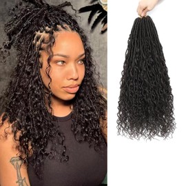 YYQXZG 16 Inch Boho Faux Locs Crochet Hair 8 Packs Pre-looped Boho Soft Crochet Locs Hair with Curly Ends for Women (4#, 16inch)
