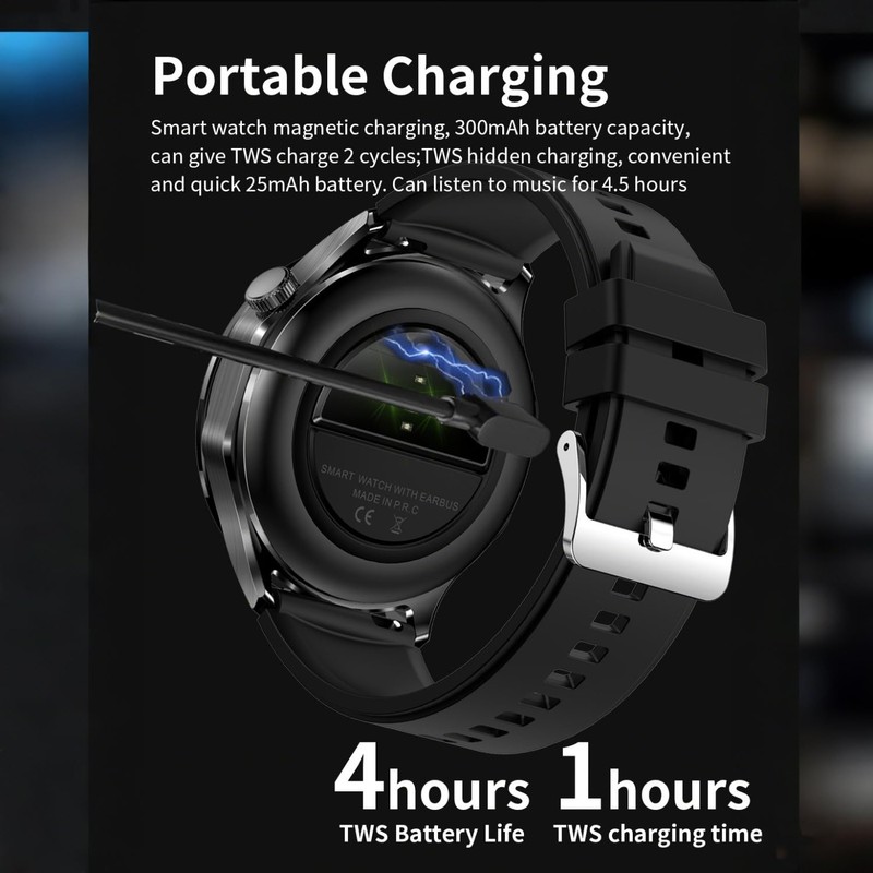 Desong Smart Watch with Earbuds,2 in 1 TWS Smartwatches,1.43" Colorful