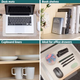 Drawer Liner 30cm x 300cm, Shelf Liners for Kitchen Cabinets EVA Fridge Mats Washable Double Sided Drawer Liner Roll for Cabinet Kitchen Bedroom Bathroom Office (Clear)