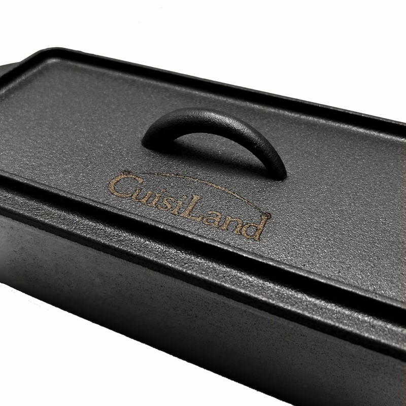 Cuisiland Rectangular Cast Iron Bread Loaf Pan, Heavy Duty 11x4.75x4,25"