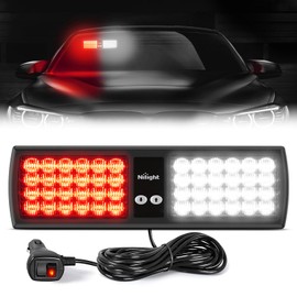 Nilight Red White 48LED Visor Strobe Lights Interior Windshield Emergency Warning Light Super Bright LED for Police Enforcement Firefighters Vehicle Trucks