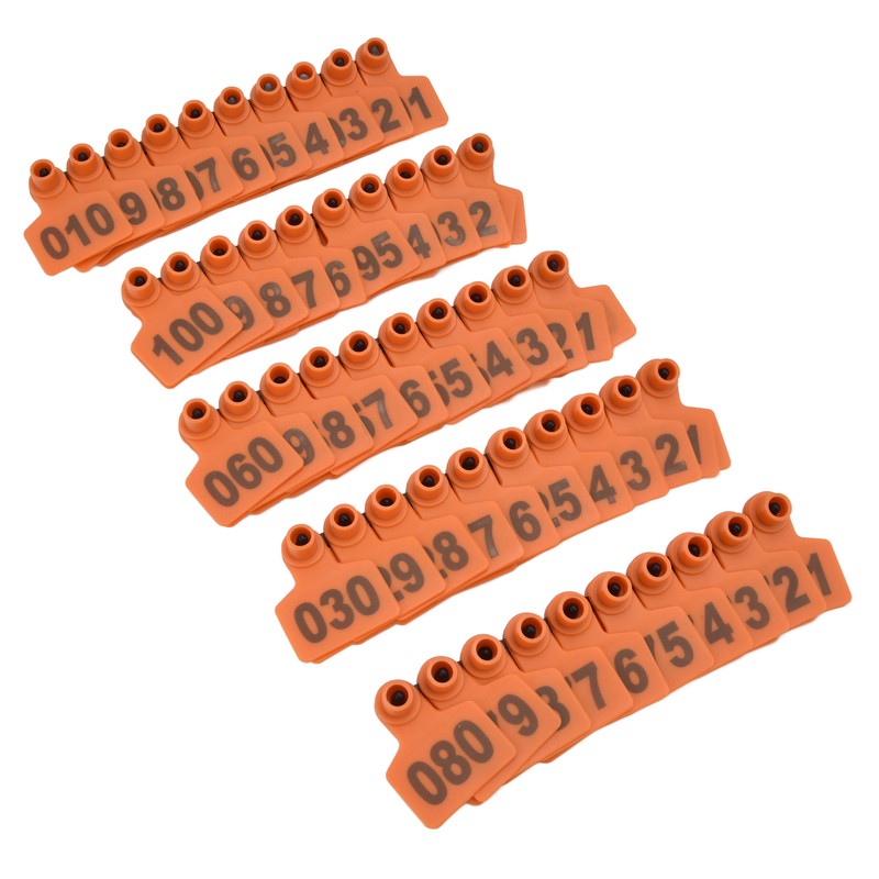 100Pcs TPU Pig Cow Ear Tag with Number 001‑100 Ear