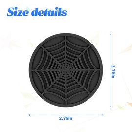 BESULEN Car Cup Coasters, 4 Pack Spider Web PVC Non-Slip Drink Mat, 2.75 Inch Universal Auto Cup Holder Insert Drainage Coasters, Car Interior Accessories Ornaments for SUV, Truck, Sedan (Black)