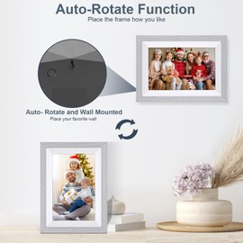 Digital Picture Frame 10.1 Inch HD IPS Touch Screen Auto-Rotate Digital Photo Frame with Wooden Frame and 2.4GHz WiFi,Share Photos and Videos via Whale Photo App, Eay Using for Men and Women