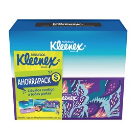 Kleenex Pañuelos Faciales Ahorrapack, Paquete con 2 cajas de 180 piezas c/u de Doble Hoja