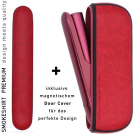 [8 Colours] Smokeshirt Prime Protective Case Compatible with IQOS Iluma Accessories for Charger and Holder Elegant Case with Door Cover, red