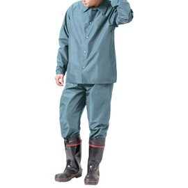 Makku AS-4700 Rain Suit, Top & Bottom Set, Waterproof Index 14.2 psi (10,000 mmH2O), Collar Included, Detachable Hood, Snap Button, Taped Seams, Lightweight, Casual Rainwear Set