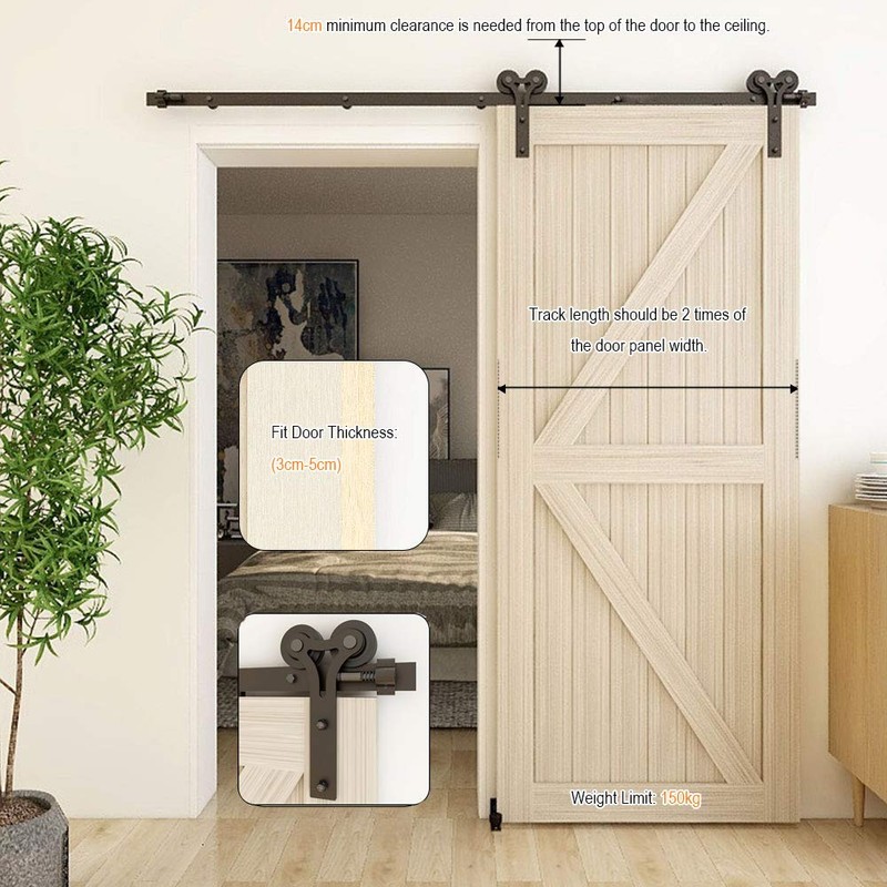 TSMST 4FT Sliding Barn Door Hardware Kit, Heavy Duty Sturdy