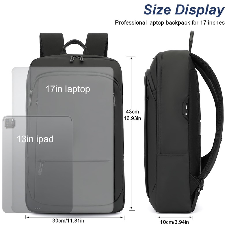 AUGUR Slim Backpack for Men 17 inch Laptop Backpack Computer
