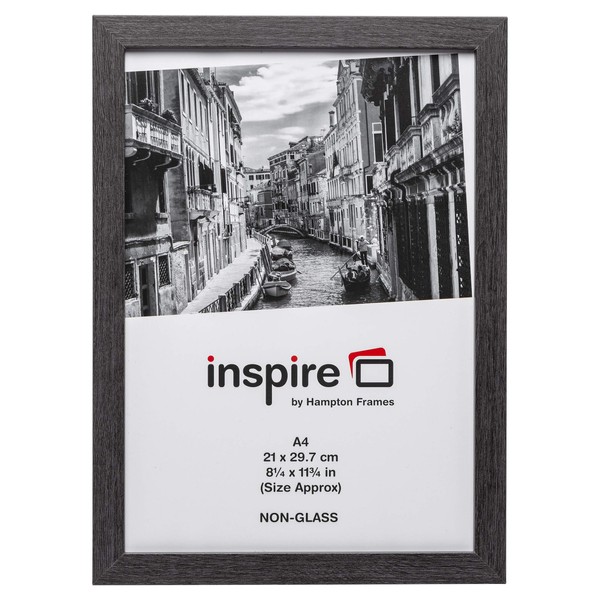 Inspire for Business WESA4GRY 21x30cm Westminster Quality Paperwrapped Wood A4 Certificate Photo Frame with Plexi Glass. Table Top or Wall Hang - Dark Grey