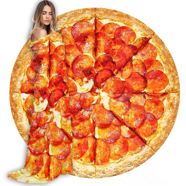 ubnlkto Pizza Blanket, Pizza Throw Blanket Round Funny Food Blankets