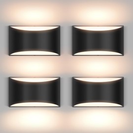 Aiilsmp 4 Pack Black Modern LED Wall Sconces Light Hardwired Wall Sconces Indoor Up and Down Sconces Wall Lamps for Living Room, Bedroom, Hallway Warm White 3000K(with G9 Bulbs)