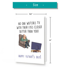 Hilarious Father's Day Card for Dad Stepdad, Naughty Fathers Day Card Gifts from Daughter Son, Cute Watches TV with Eyes Closed Card