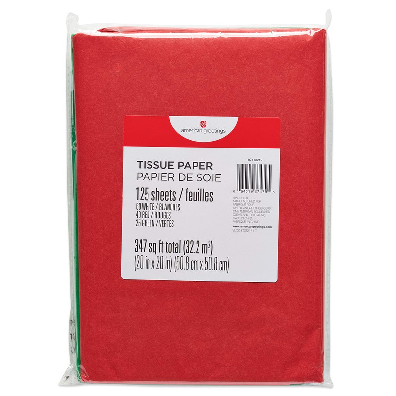 American Greetings Bulk Tissue Paper Pack, Red, Green, and White
