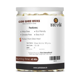 SATVIK STORE Ghee Wicks - 30 Pieces, Cotton, Ideal for Hindu Pooja, Diya Wicks