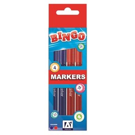 A* Stationery Bingo Marker Pens Pack 4 Red & Blue Pens For Bingo Tickets Dabbers Non Drip Fast Dry