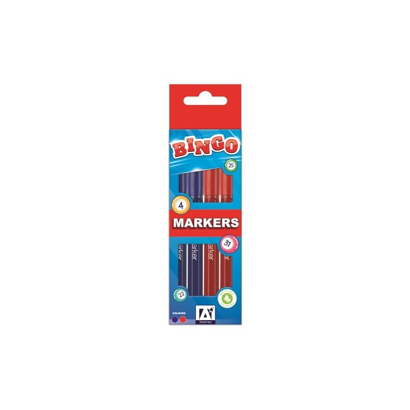 A* Stationery Bingo Marker Pens Pack 4 Red & Blue
