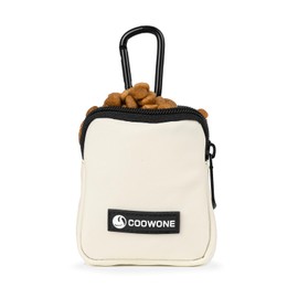 COOWONE Waterproof Treat Bag for Dogs, Treat Bag for Dog Training, Integrated Waste Bag Dispenser, Adjustable Shoulder Bag (Beige Small)