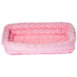 Double Bolster Pet Bed | Pink 18-Inch Dog Bed Ideal for Toy Dog Breeds & fits 18-Inch Long Dog Crates