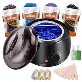 Calentador de Cera Eléctrico,Kit Calentador de Cera,Pro Wax,con 400 Gramos de Cera Española para Depilacion SPA,con 10 Espátulas,Adecuado Casero SPA Cara Brazos Axilas Piernas
