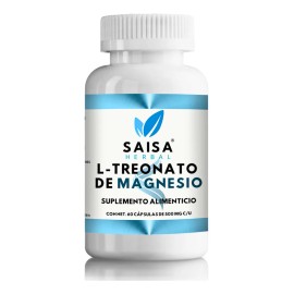 L-treonato De Magnesio  Treonato de Magnesio Suplemento Alimenticio  100 Puro Saisa Herbal  60 Cpsulas Saisa Alta Absorcin  Reduccion de estrs,...    