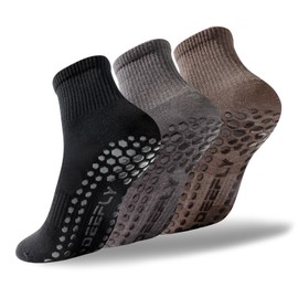 deefly Women Yoga Socks,Non Slip Pilates Socks With Grip Unthickened (BLACK-GREY-COFFEE)