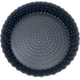 Space Home - Crusty Non-Stick Fluted Flan & Tart Tin - Deep Quiche Pan with Loose Base - Perforated Quiche Tin with - Carbon Steel - 20 cm
