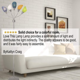 Modern Multi Head Floor Lamp - Room Light by LIGHTACCENTS Model 16196-98 - Medusa Multi Head Standing Lamp Bedroom Light with 5 Adjustable Multi-Colored Acrylic Reading Shades (Silver)