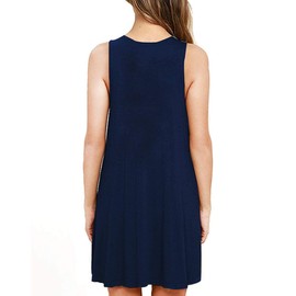 Swimsuit Cover up for Women Solid Plain Swimwear Cover Ups Casual Summer Dress with Pockets Navy Blue M