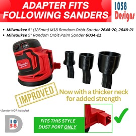 Sander Vacuum Adapter for MILWAUKEE Sanders - Shop Vac Attachment Reducer for Dust Collection Hose (1-7/8") by 1058Designs