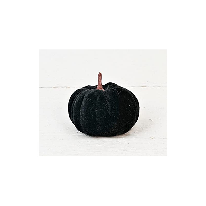 Small Decorative Velvet Pumpkins, Set of 6 (Black)