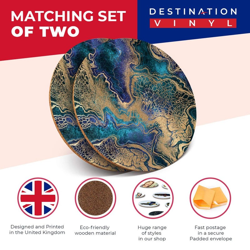Destination Vinyl ltd 2 x MDF Glossy Top Coasters Round