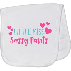 inktastic Little Miss Sassy Pants, Sassy, Sassy Girl, Hearts Baby Burp Cloth White 3659f