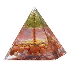 Orgone Pyramid - Positive Energy Source for Meditation, Stress Relief, Wealth Attraction | Crystal Pyramid Orgonite with Protection Crystals | Ideal Energy Generator & Stylish Room Decor
