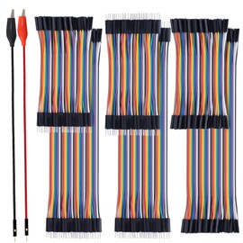 Minidodoca 240pcs Breadboard Jumper Wires 10cm/4" 20cm/8" Wire Length Optional Dupont Cable Assorted Kit Male to Female Male to Male Female to Female Multicolored Ribbon Cables for Arduino