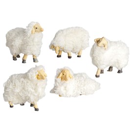 Five Wool Sheep Nativity Figures [Scale 15 cm - for Figures with 15 cm Height] Nativity Scene Accessories, Nativity Scene Supplies / Accessories for Nativity Scenes