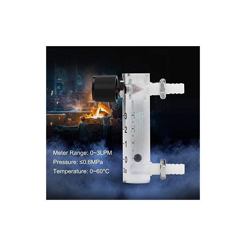 FTVOGUE Gas Flowmeter with Control Valve for Oxygen/Air/Gas 0-3LPM