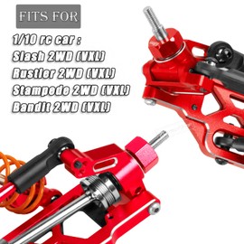 RcarmumbWow RC Upgrades Part for 1/10 Slash Rustler Stampede Bandit 2WD VXL,Aluminum Front Steering Block,Rear Stub Axle Carriers,Left Right Caster Blocks,Replacement of #3736#3752#3632,Red