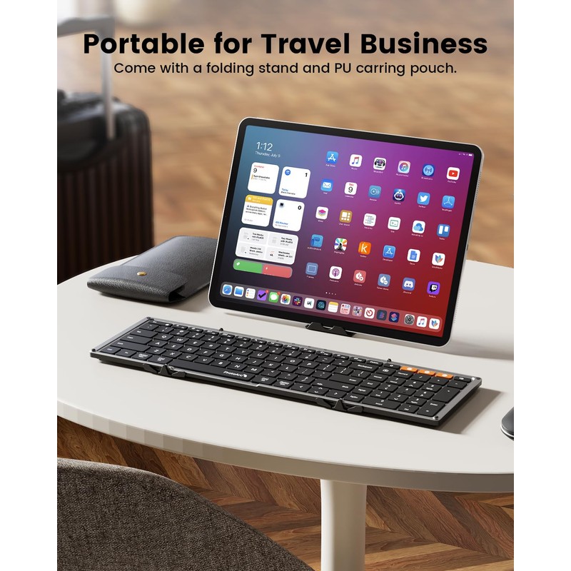 ProtoArc Backlit Foldable Keyboard, XK01 Plus Folding Portable Bluetooth Keyboard