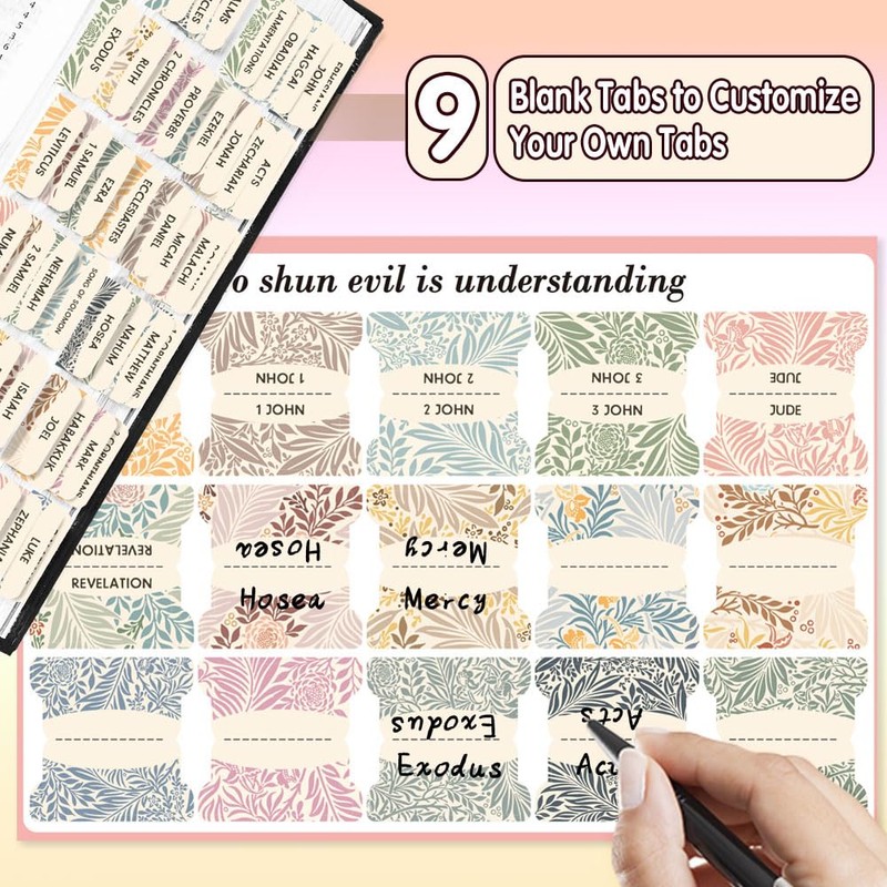 Bible Tabs,Laminated Tab for Women and Men,Reposition Large Print Stickers,Easy