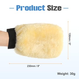 sourcing map 2pcs Car Wash Mitts 9" x 5" Scratch Free Wash Gloves Absorbent Double Sided Plush Cleaning Drying Mitts for Car Washing Home Clean Yellow