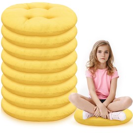 Fumete 8 Pcs 16 Inch Round Floor Cushions for Kids and Toddlers, Flexible Seating Classroom Furniture Floor Pillow for Home, Daycare, Preschool, Yoga and Meditation (Yellow)