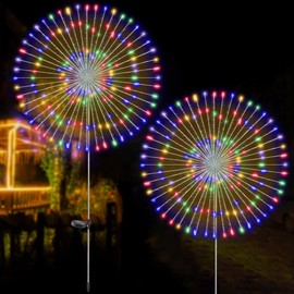 Solar Firework Light with Rainbow Tube, 120 LEDs Outdoor Solar Garden Decorative Lights IP65 Waterproof String DIY Landscape Light for Walkway Pathway Backyard Christmas Decoration  Christmas Gift - Color: Multi-colored, quantity: 4pac