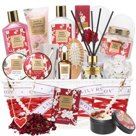 LILY ROY Cesta de regalo para el baño y el cuerpo para mujeres, juego de cestas de regalo para el baño y el spa para el día de la madre y San
